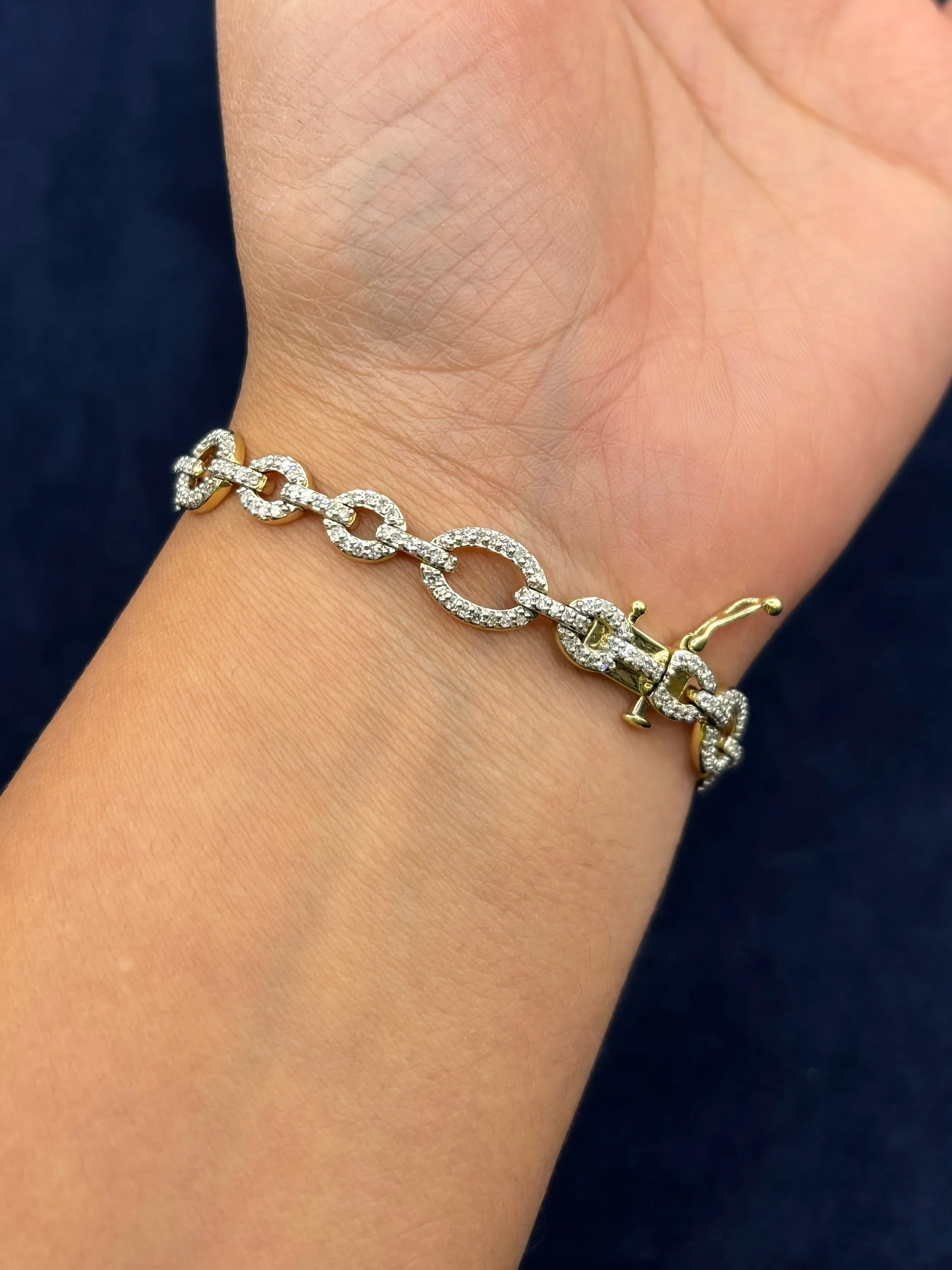14k Oval Link Diamond Bracelet