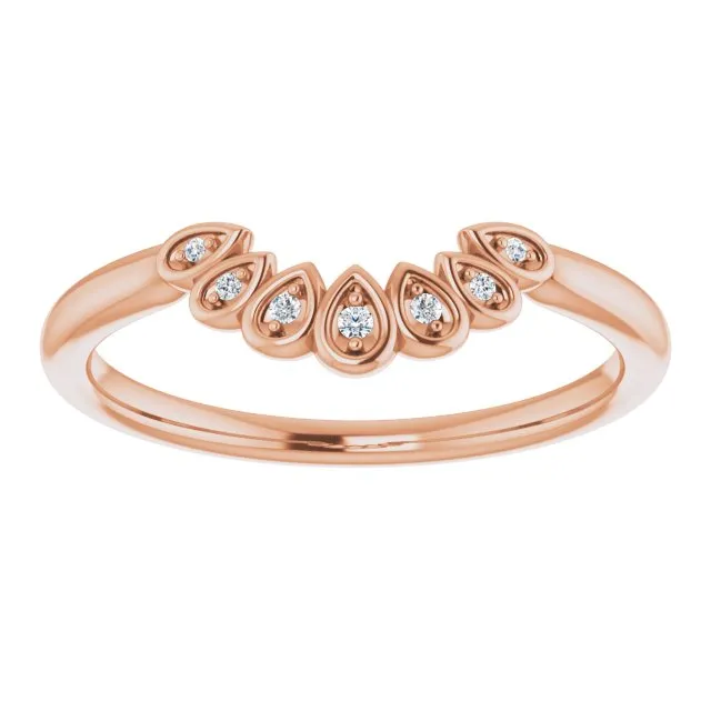 14K Rose .025 CTW Natural Diamond Vintage-Inspired Contour Band