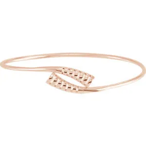 14K Rose 16.5 mm Bypass Bangle 7" Bracelet