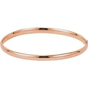 14K Rose 4 mm Hinged Bangle Bracelet