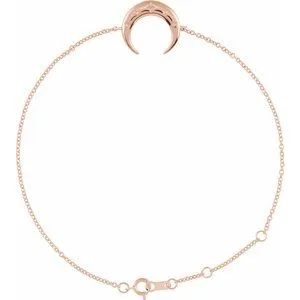 14K Rose Adjustable Crescent 6 1/2"-7 1/2" Bracelet