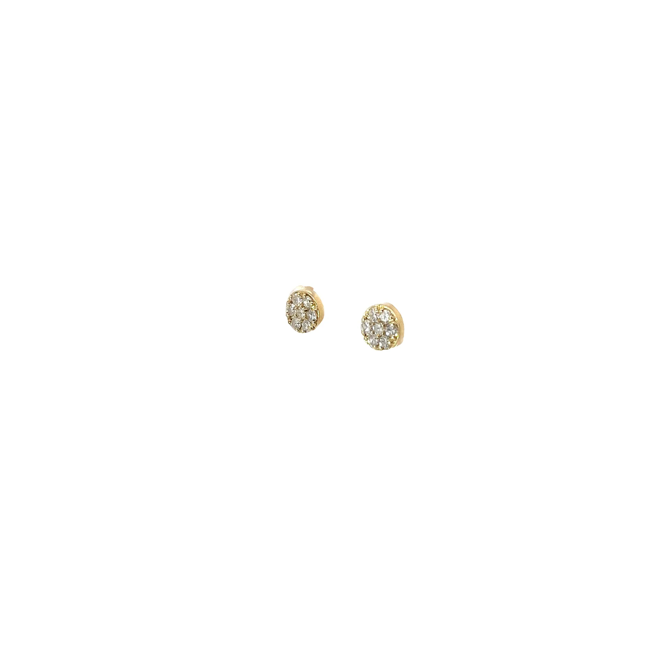 14k Rose and Yellow Gold .42ct F VS2 Round Diamond Cluster Stud Earrings