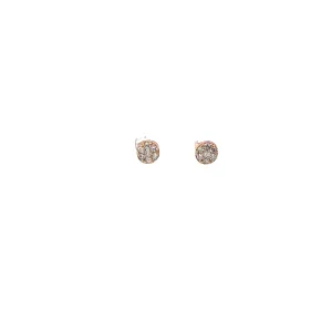 14k Rose and Yellow Gold .42ct F VS2 Round Diamond Cluster Stud Earrings