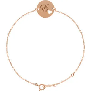 14K Rose Pierced Heart 7-8" Bracelet