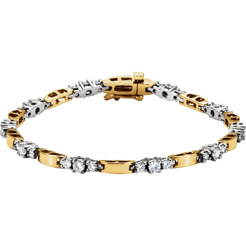 14K Two-Tone 1 7/8 CTW Diamond Line Bracelet