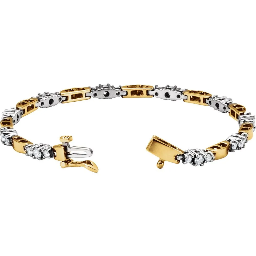 14K Two-Tone 1 7/8 CTW Diamond Line Bracelet