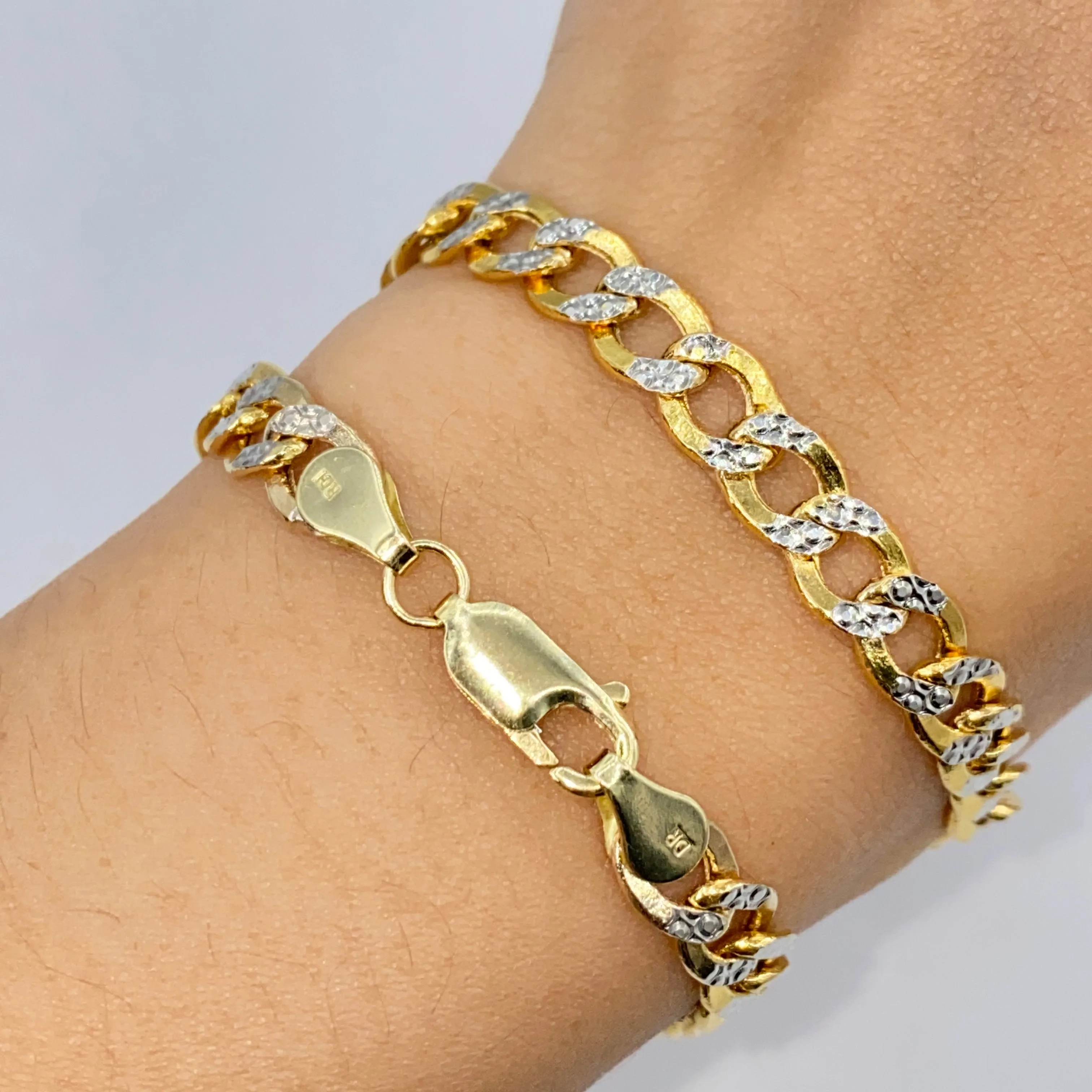 14K Two-Tone Flat Cuban Link Bracelet