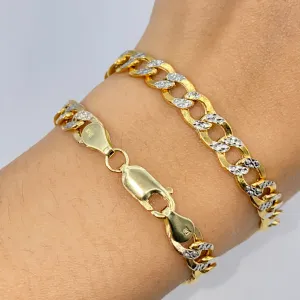 14K Two-Tone Flat Cuban Link Bracelet