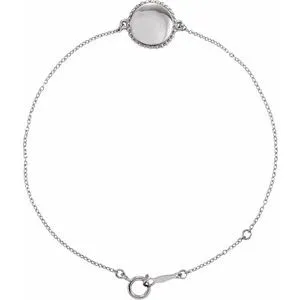 14K White Beaded 6.5-7.5" Bracelet
