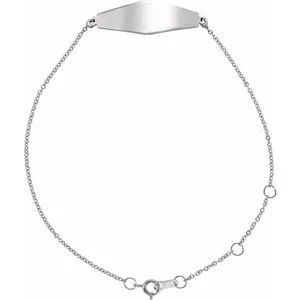 14K White Curved Bar 6-7" Bracelet