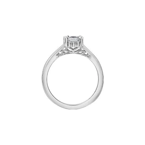 14K White Gold (0.58ct) Canadian Maple Leaf Princess Cut Diamond Engagement Ring
