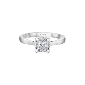 14K White Gold (0.58ct) Canadian Maple Leaf Princess Cut Diamond Engagement Ring