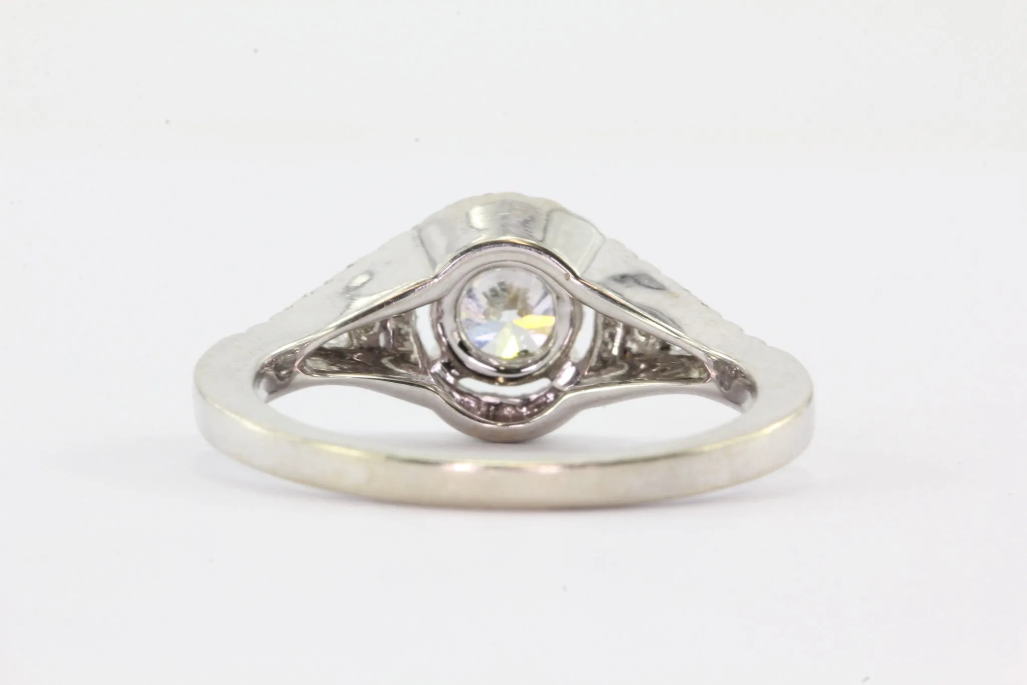 14K White Gold 1 Carat Total Diamond Halo Engagement Ring