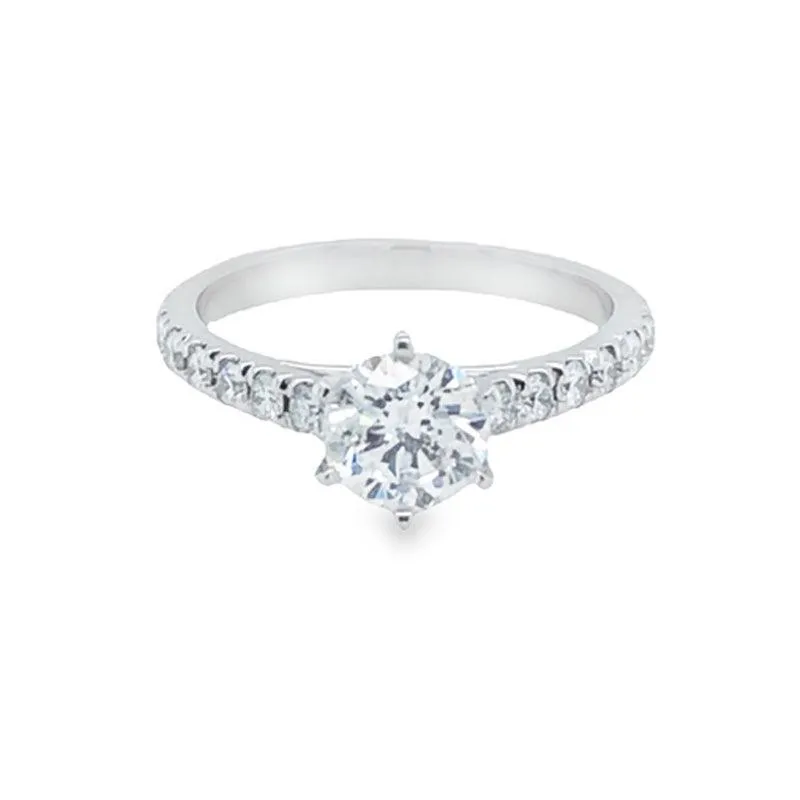 14k White Gold 1.54TDW Canadian Diamond Solitaire Ring With Classic Setting