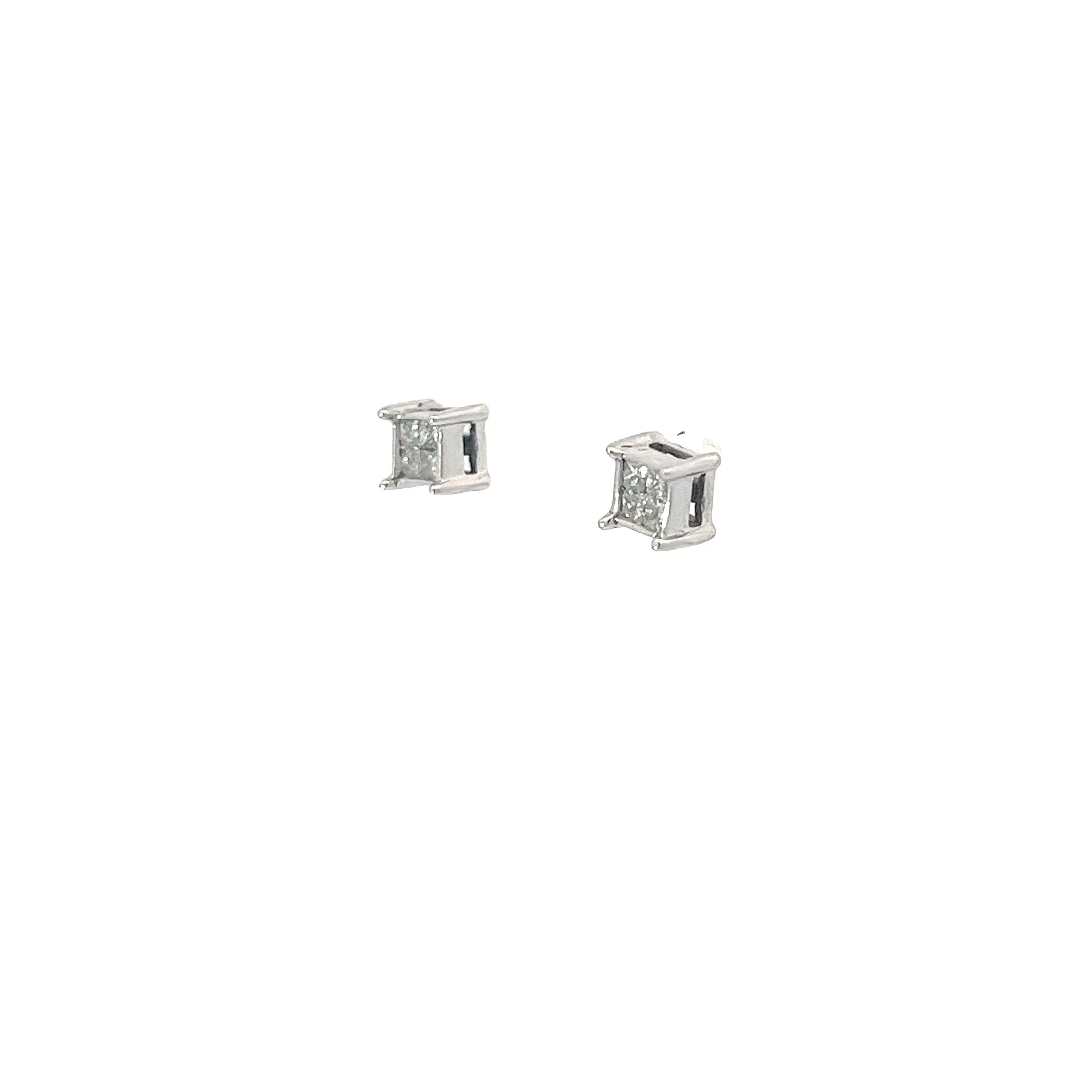 14k White Gold .15ct G SI1 Round Diamond Cluster Stud Earrings