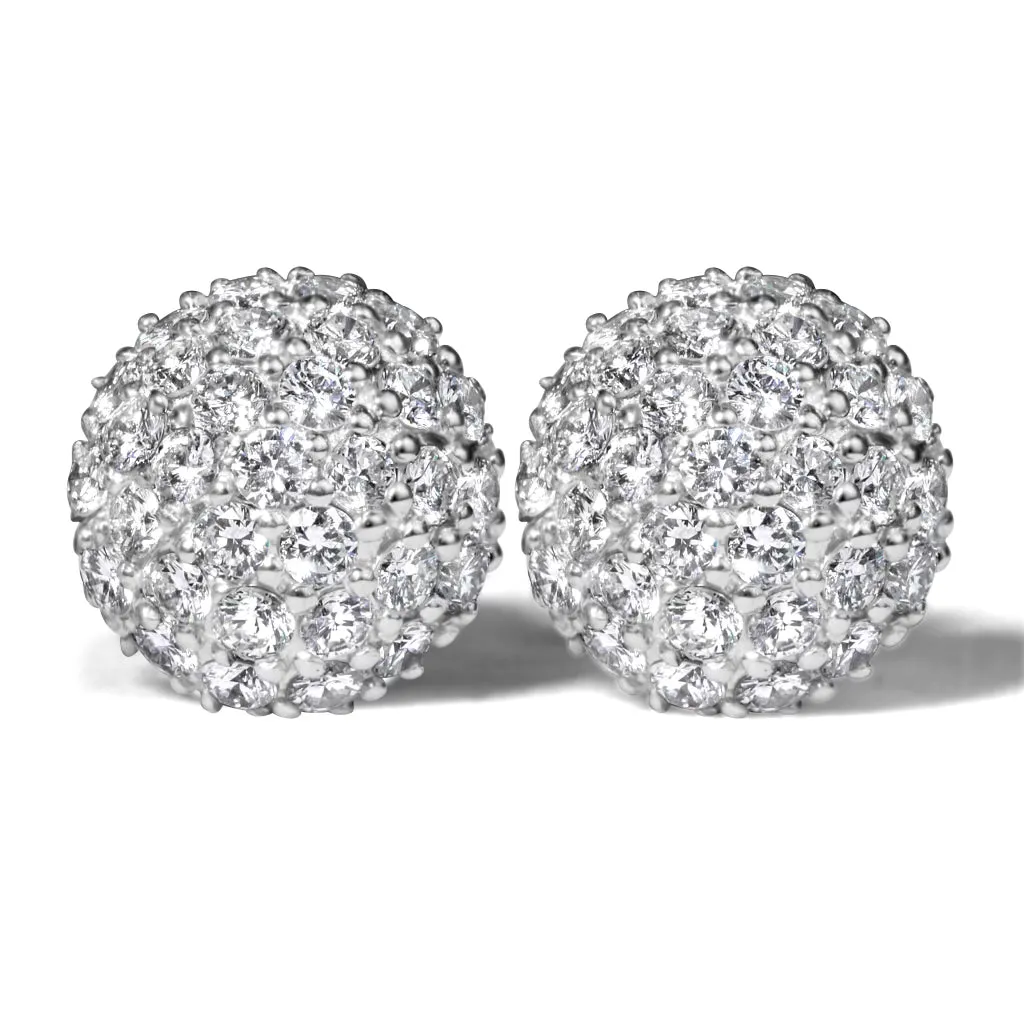 14k White Gold 3D Round Diamond Earrings 2.0 ctw