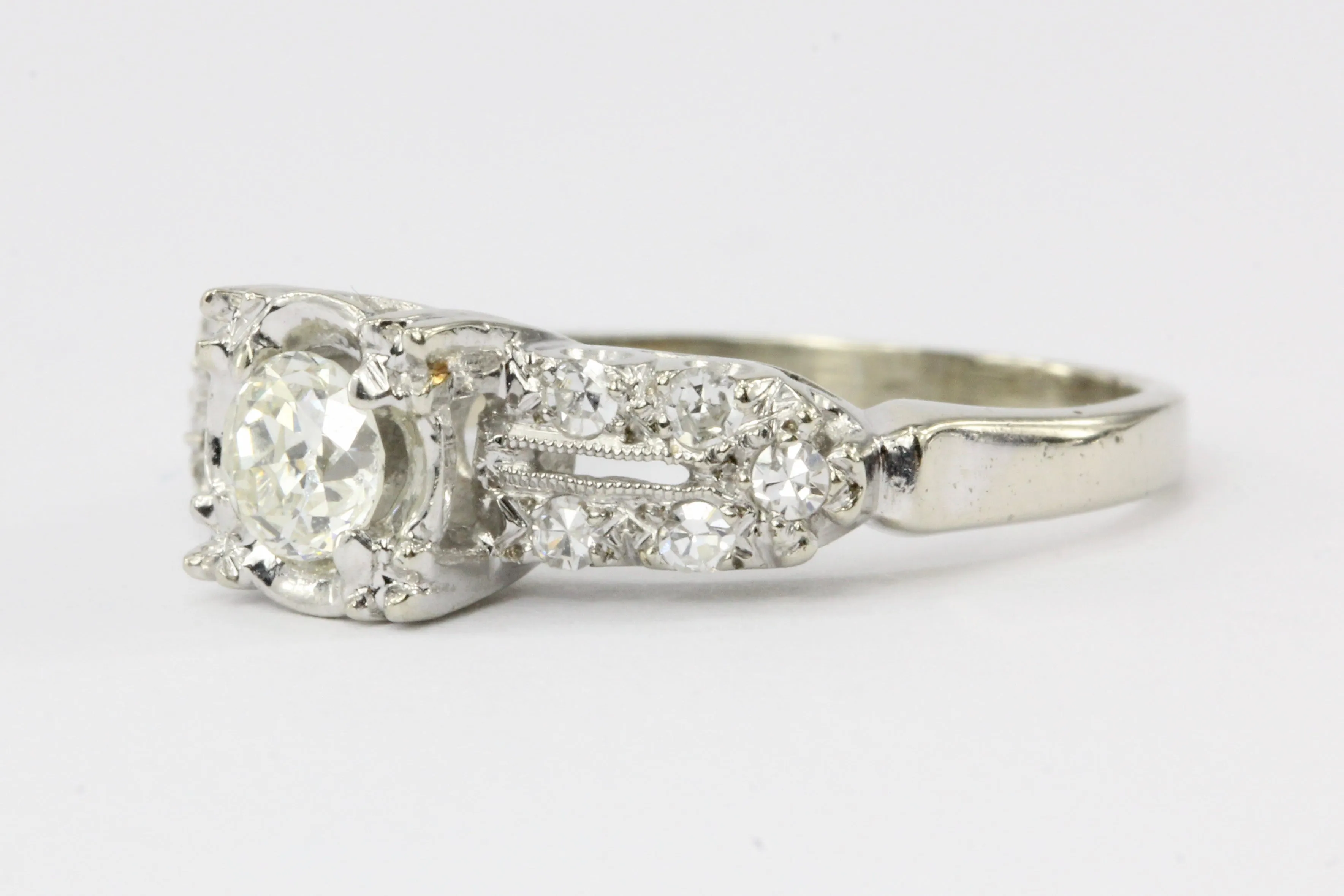 14K White Gold .40CTW Diamond Engagement Ring