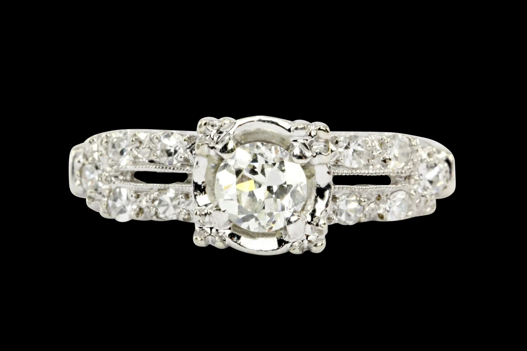 14K White Gold .40CTW Diamond Engagement Ring