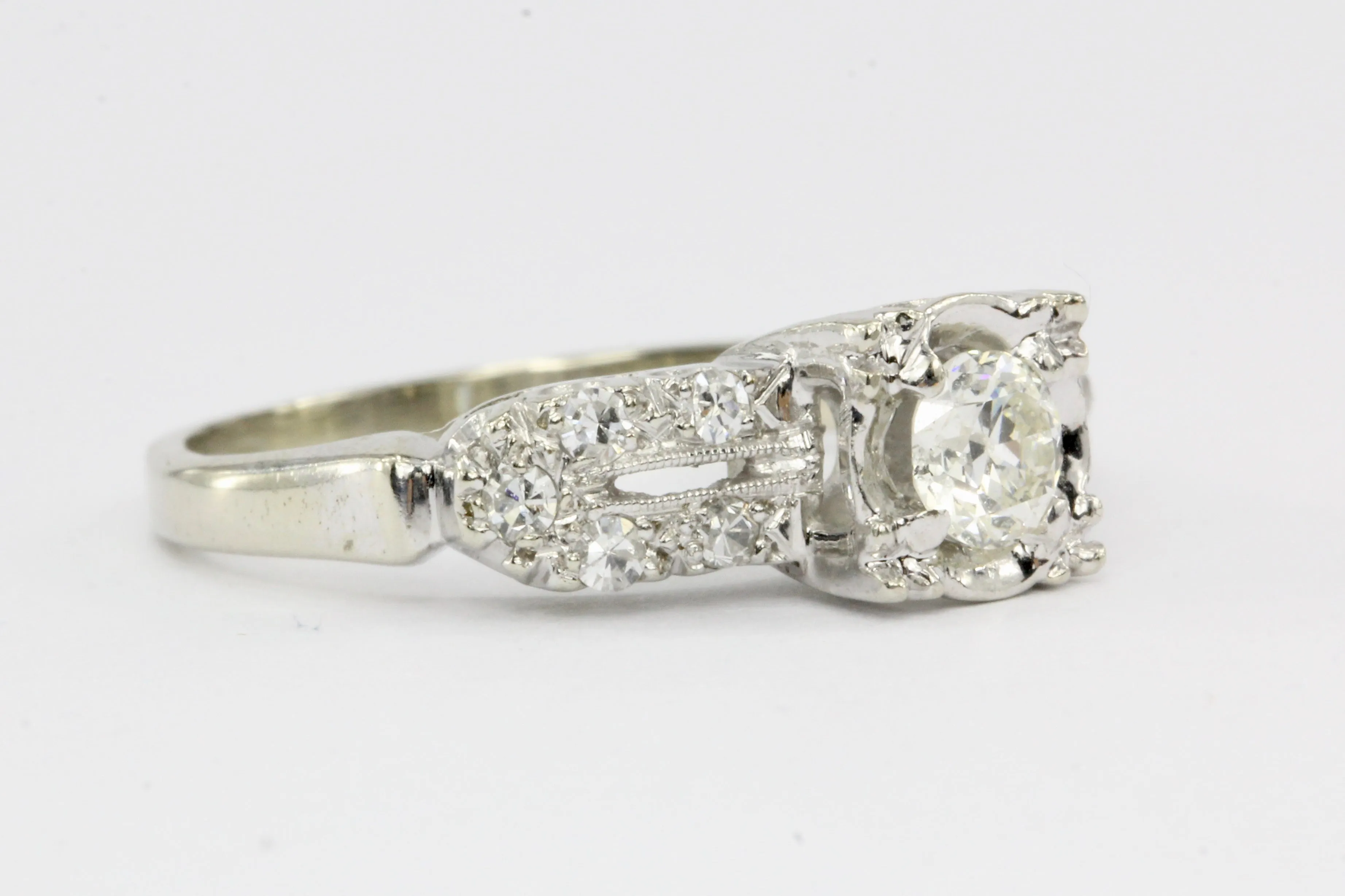 14K White Gold .40CTW Diamond Engagement Ring