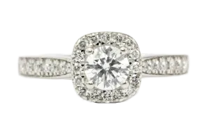 14K White Gold .52 CT Diamond Halo Engagement Ring Size 7
