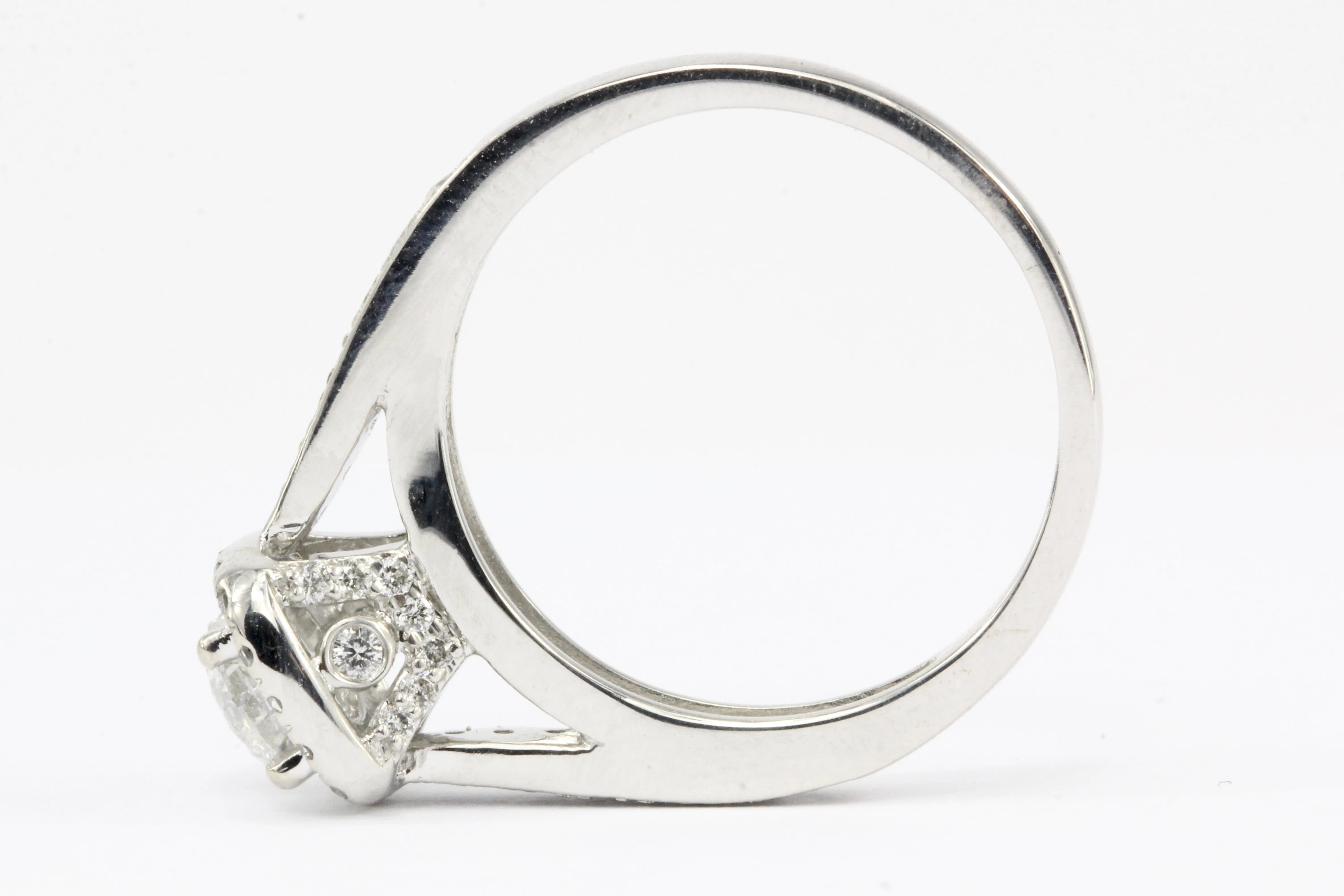 14K White Gold .52 CT Diamond Halo Engagement Ring Size 7