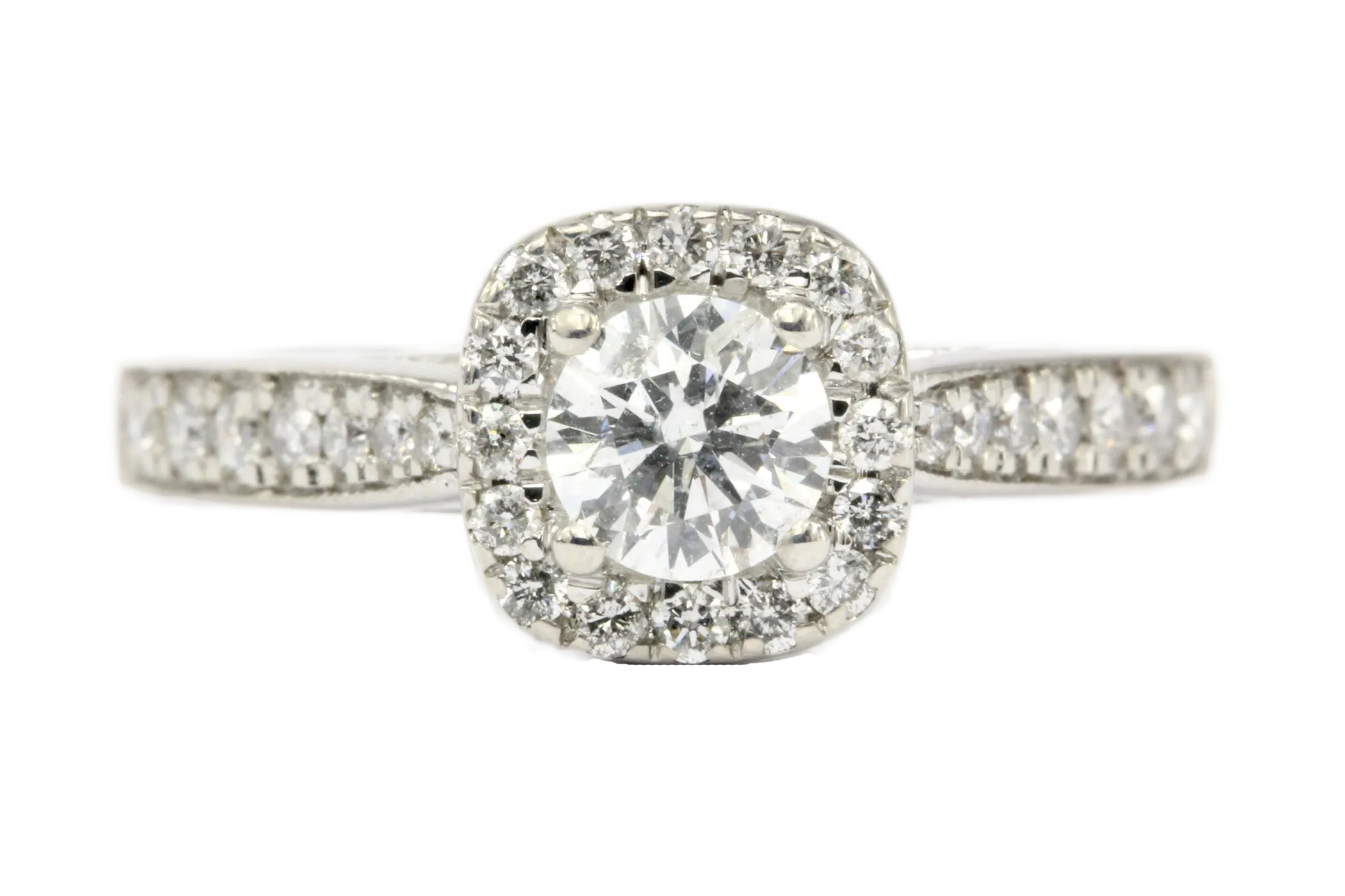 14K White Gold .52 CT Diamond Halo Engagement Ring Size 7