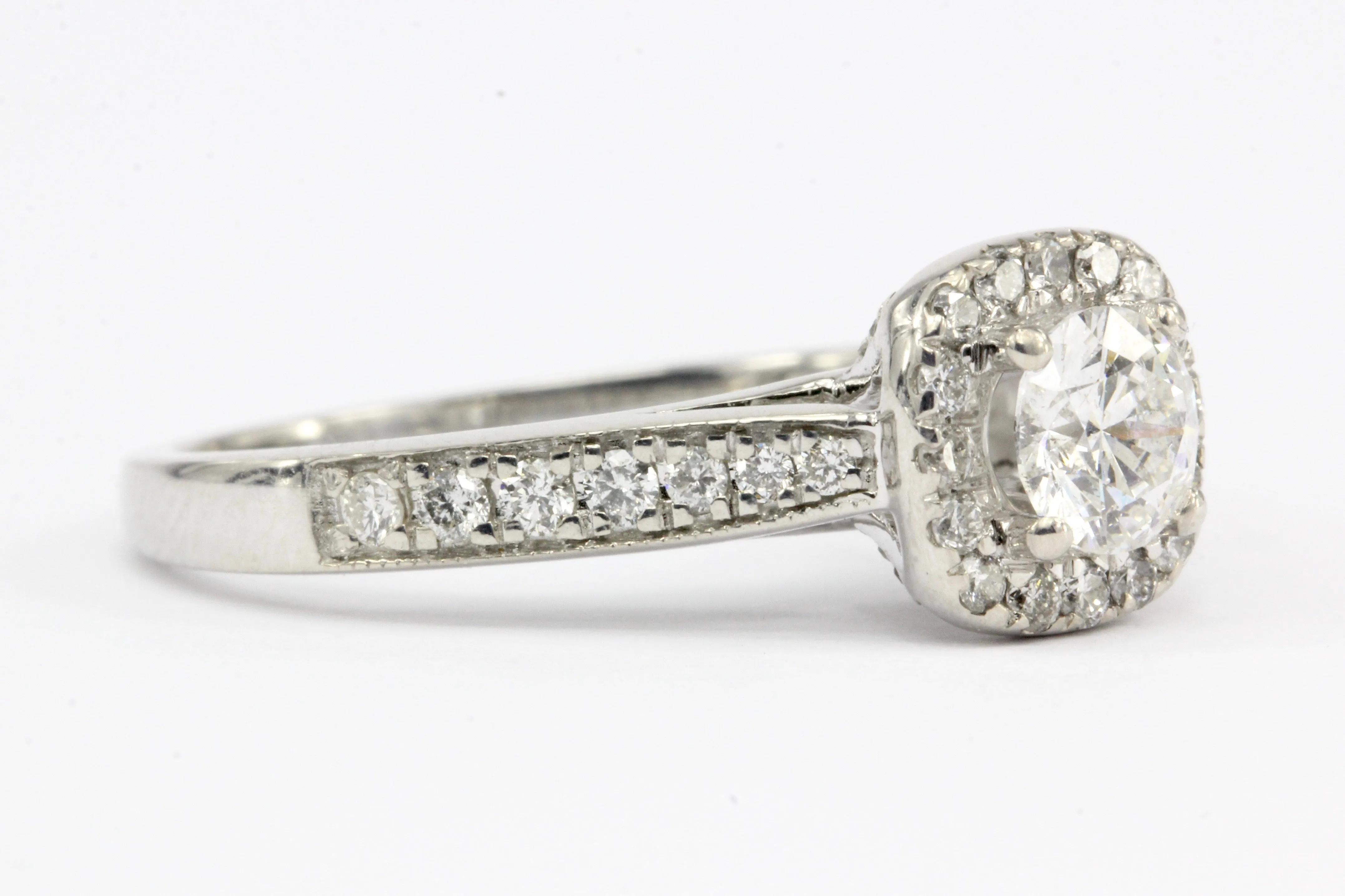 14K White Gold .52 CT Diamond Halo Engagement Ring Size 7