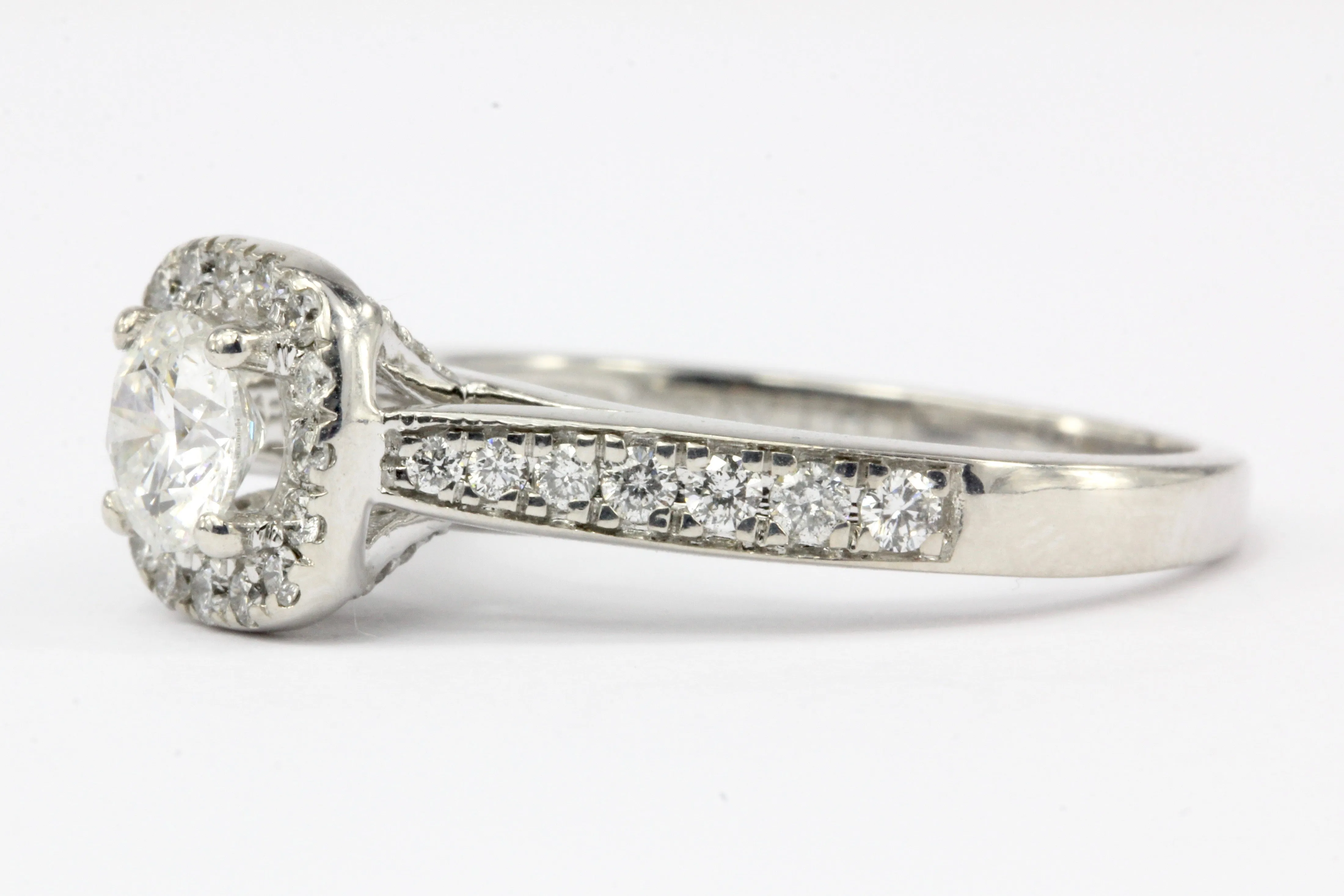 14K White Gold .52 CT Diamond Halo Engagement Ring Size 7