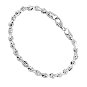 14k White Gold Bone Link Bracelet 5 mm