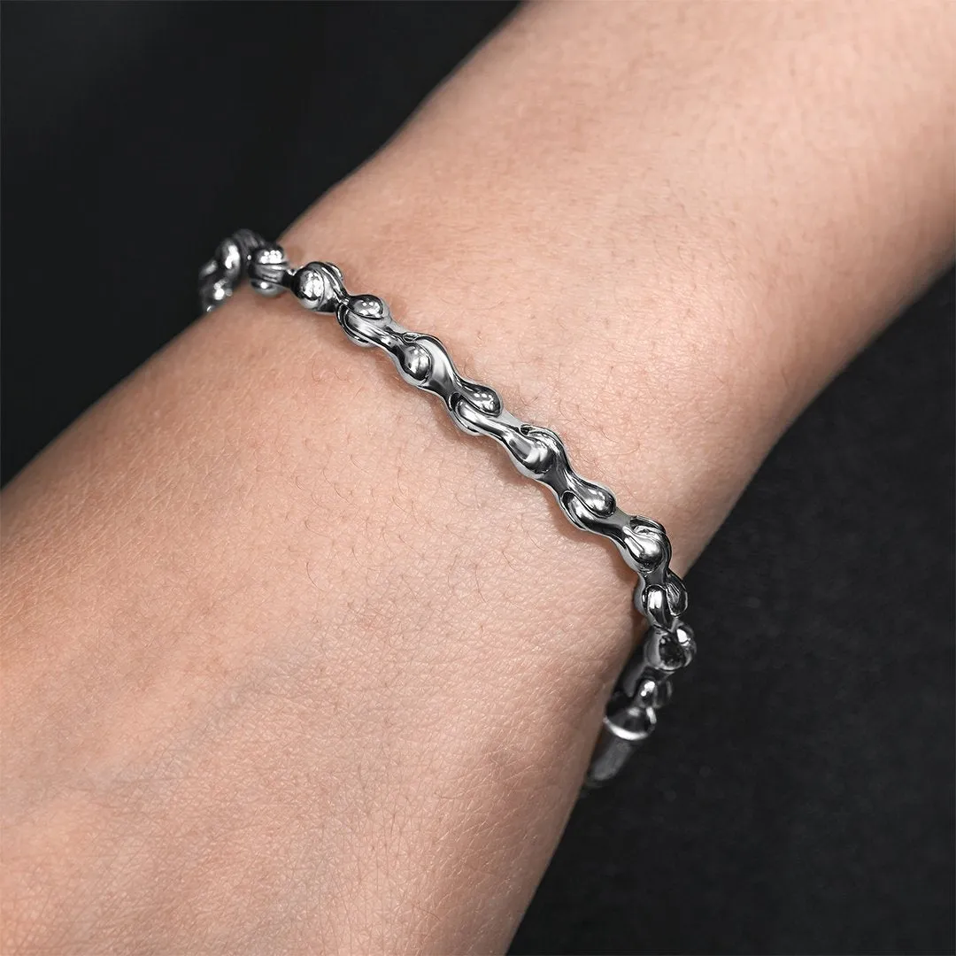 14k White Gold Bone Link Bracelet 5 mm