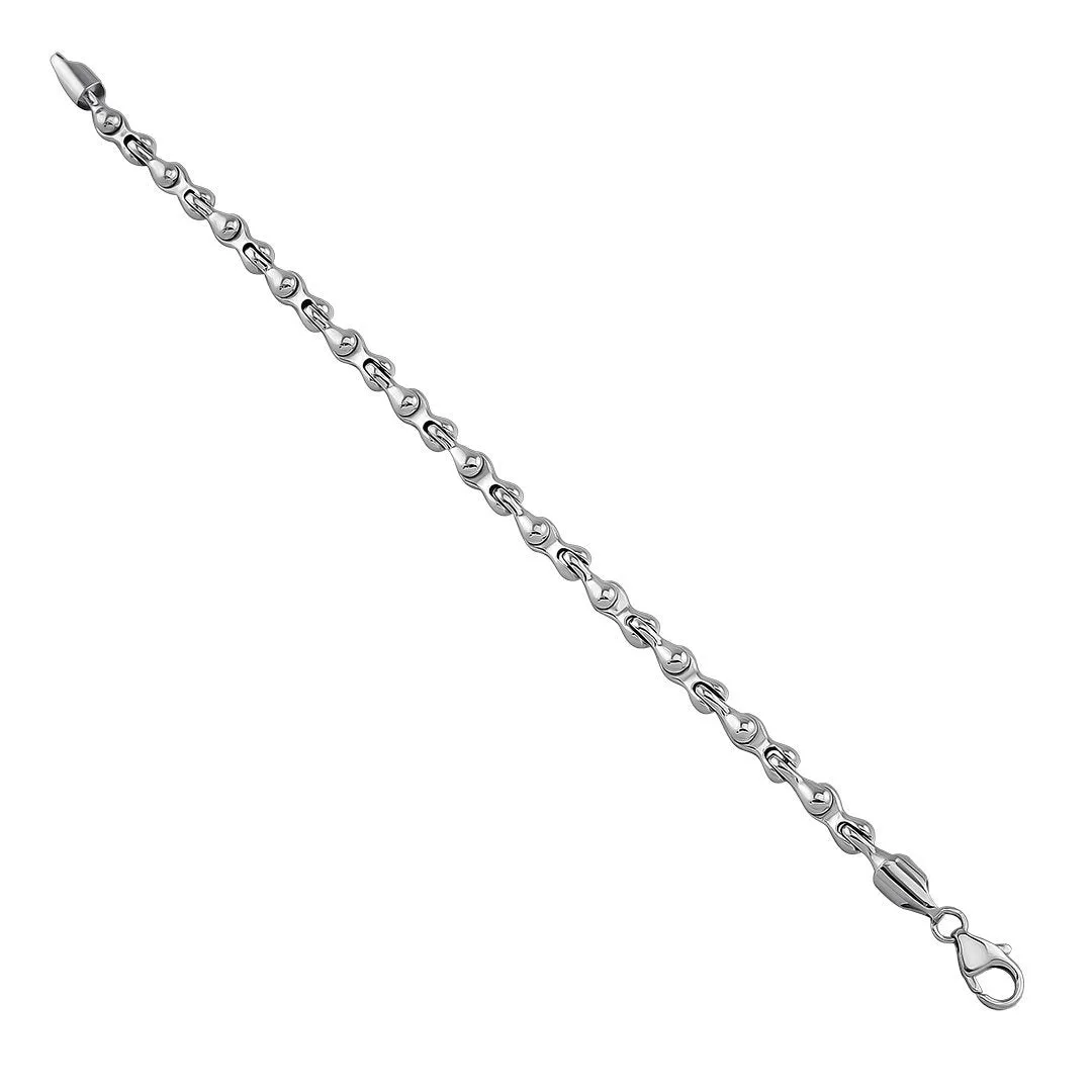 14k White Gold Bone Link Bracelet 5 mm