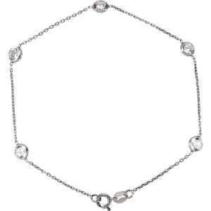 14k White Gold Cubic Zirconia 7" Bracelet