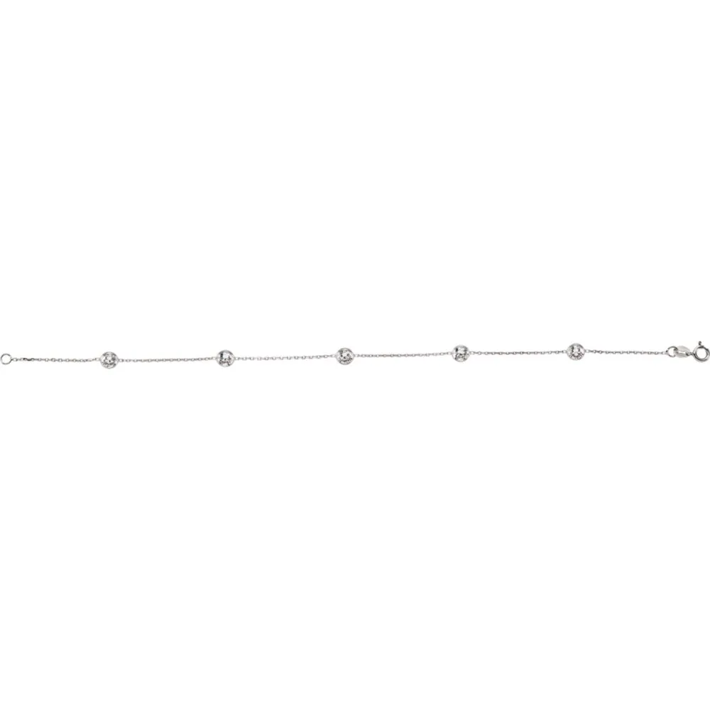 14k White Gold Cubic Zirconia 7" Bracelet