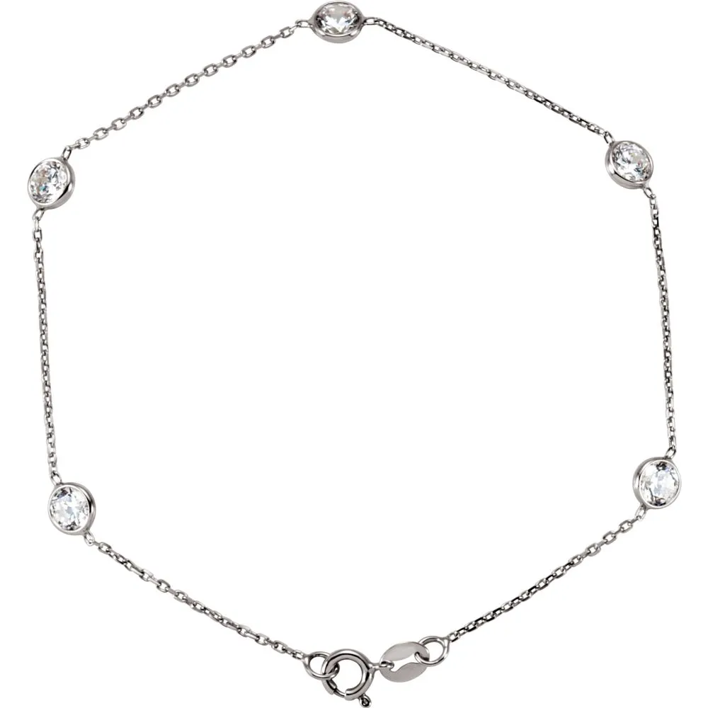 14k White Gold Cubic Zirconia 7" Bracelet