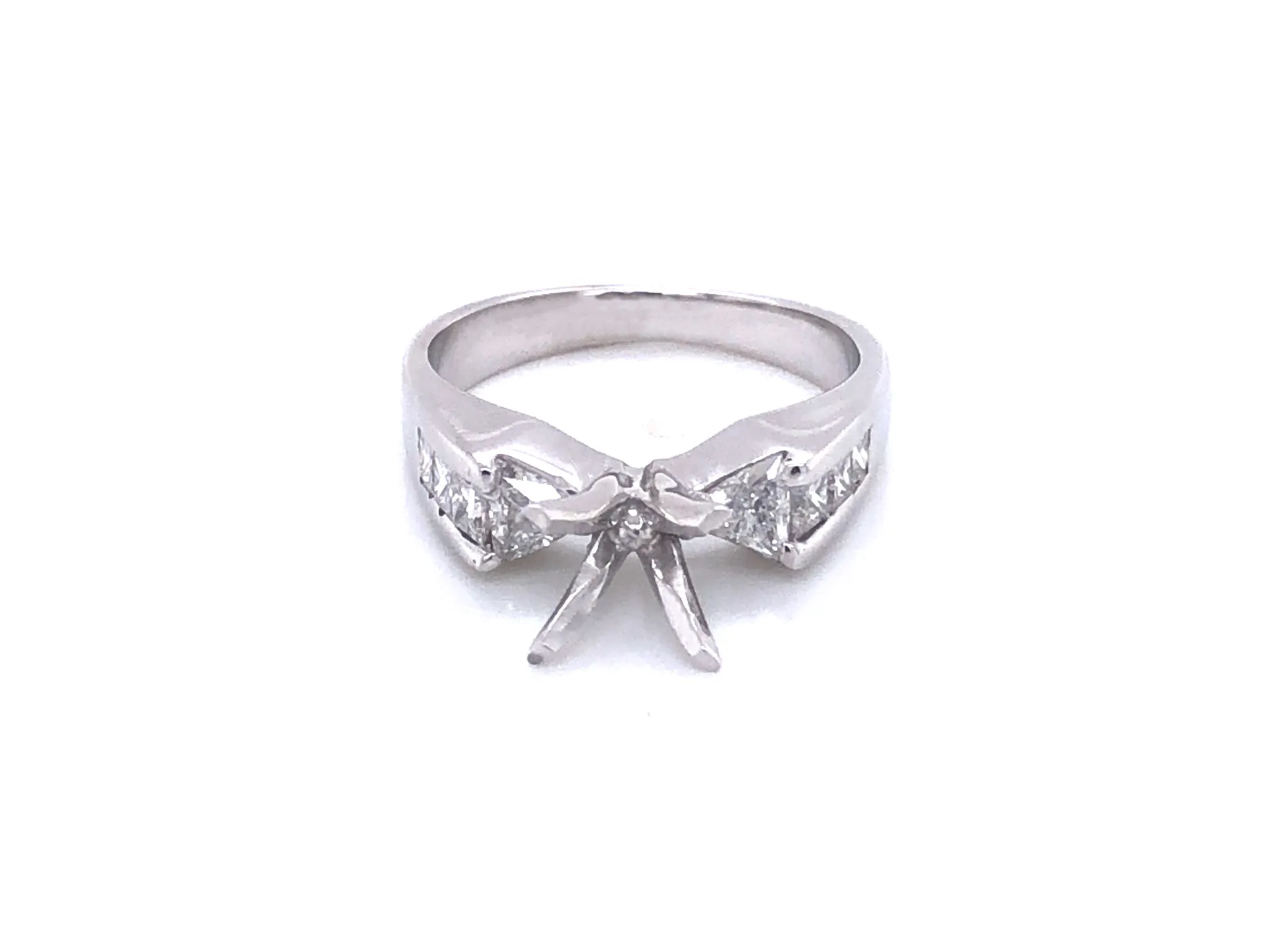 14k White Gold Diamond Engagement Ring Semi-Mount