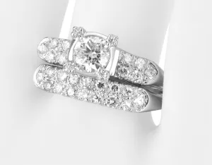 14k White Gold  Diamond Engagement Ring Set Size 6 3/4 1/2ct. center  1.25 tcw