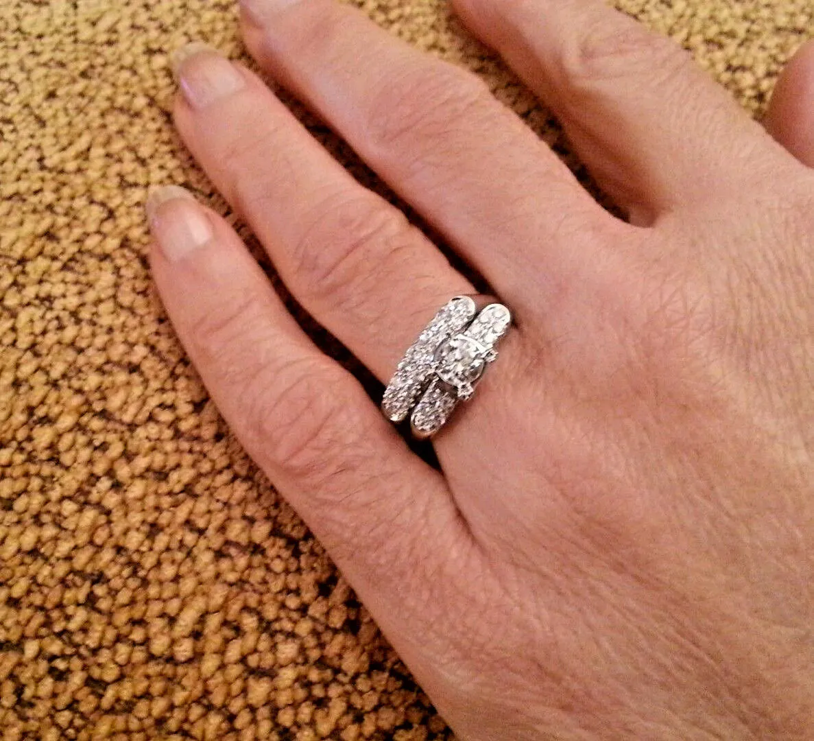14k White Gold  Diamond Engagement Ring Set Size 6 3/4 1/2ct. center  1.25 tcw
