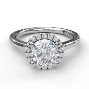 14K White Gold Diamond Halo SOLITAIRE Engagement Ring MOUNTING 0.15CTW (Setting Only)
