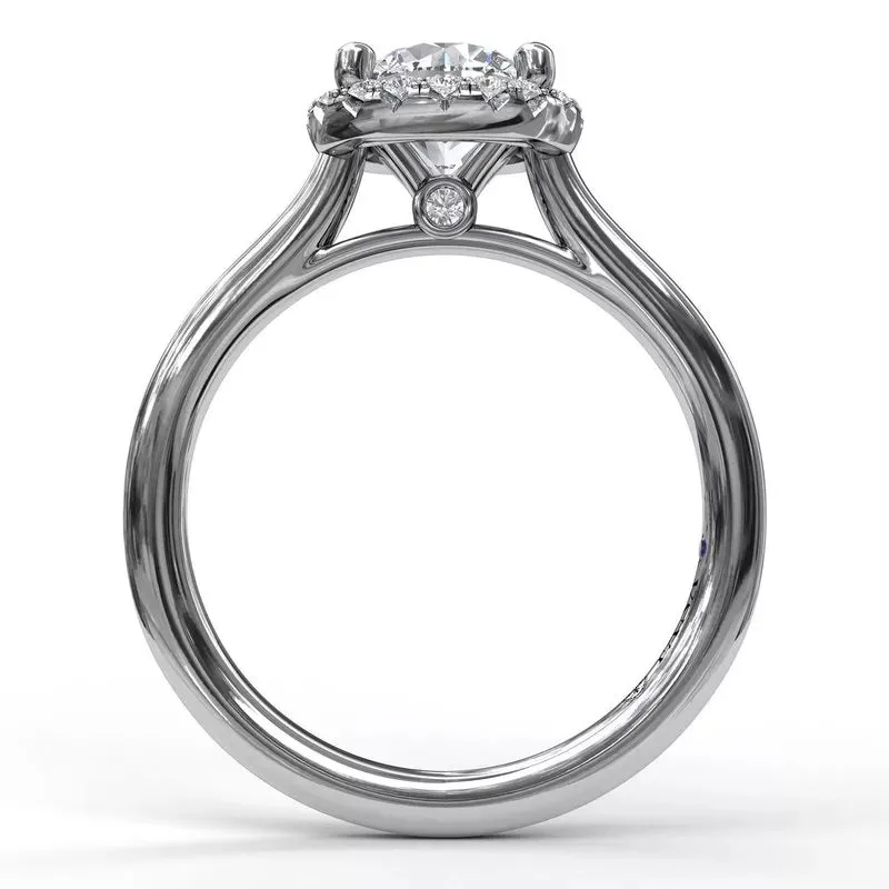 14K White Gold Diamond Halo SOLITAIRE Engagement Ring MOUNTING 0.15CTW (Setting Only)