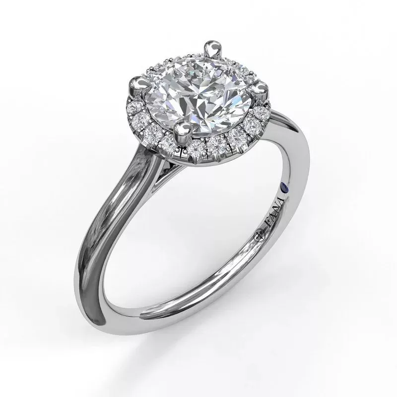 14K White Gold Diamond Halo SOLITAIRE Engagement Ring MOUNTING 0.15CTW (Setting Only)
