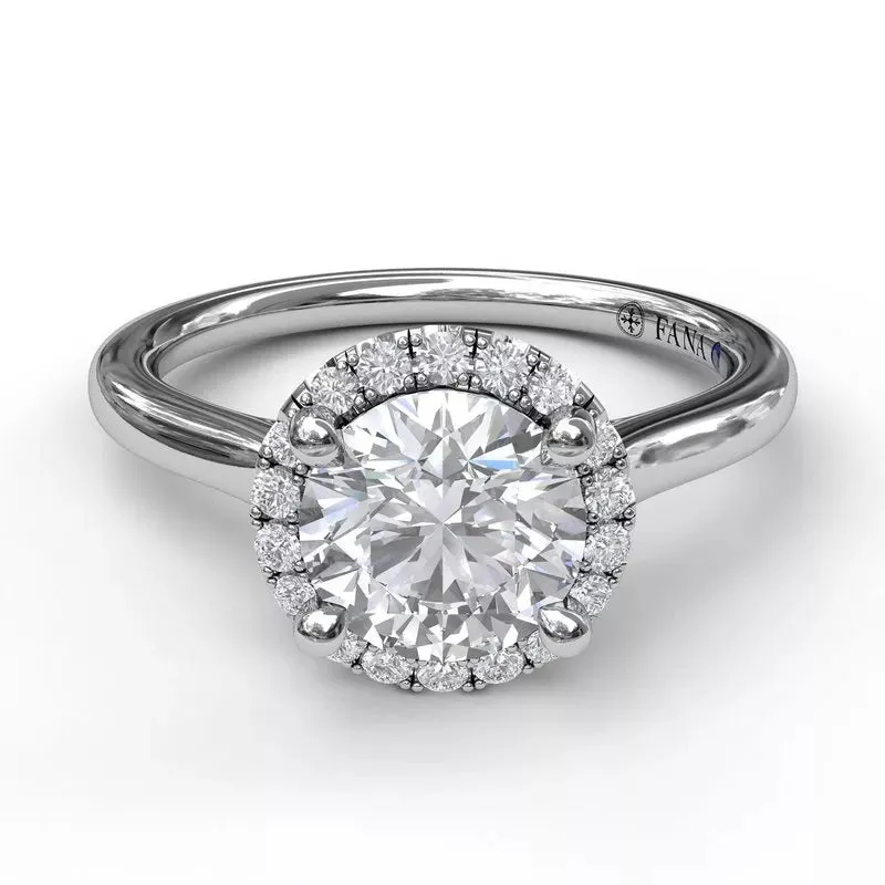 14K White Gold Diamond Halo SOLITAIRE Engagement Ring MOUNTING 0.15CTW (Setting Only)