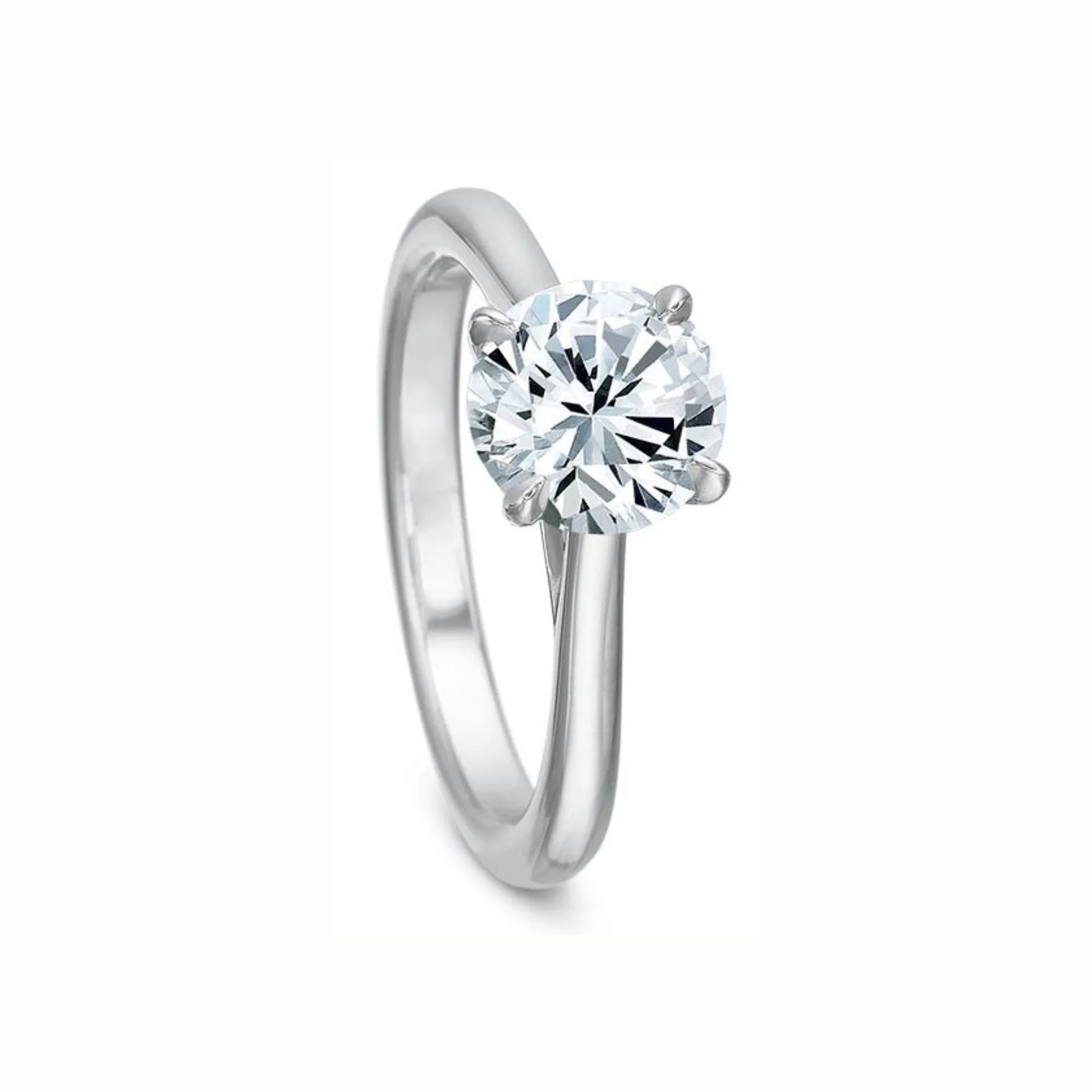 14K WHITE GOLD NEW AIRE CATHEDRAL SOLITAIRE ENGAGEMENT RING SETTING (SETTING ONLY)