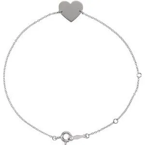 14K White Heart 7-8" Bracelet