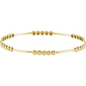 14K Yellow 3.66 mm Beaded Bangle 7" Bracelet