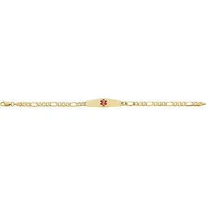 14K Yellow & Red Enamel Medical Identification 7" Bracelet