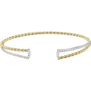 14K Yellow & White Twisted Rope Cuff Bracelet