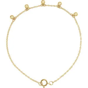 14K Yellow Beaded 5-Station 7" Bracelet