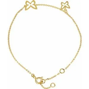 14K Yellow Butterfly Design 7" Bracelet