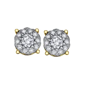 14K Yellow Gold (0.50ct) Diamond Cluster Stud Earrings
