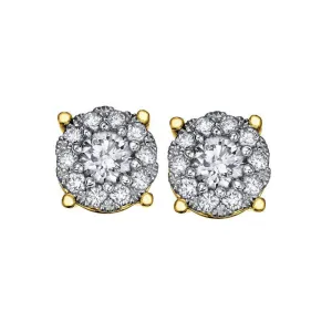 14K Yellow Gold (1.00ct) Diamond Cluster Earrings